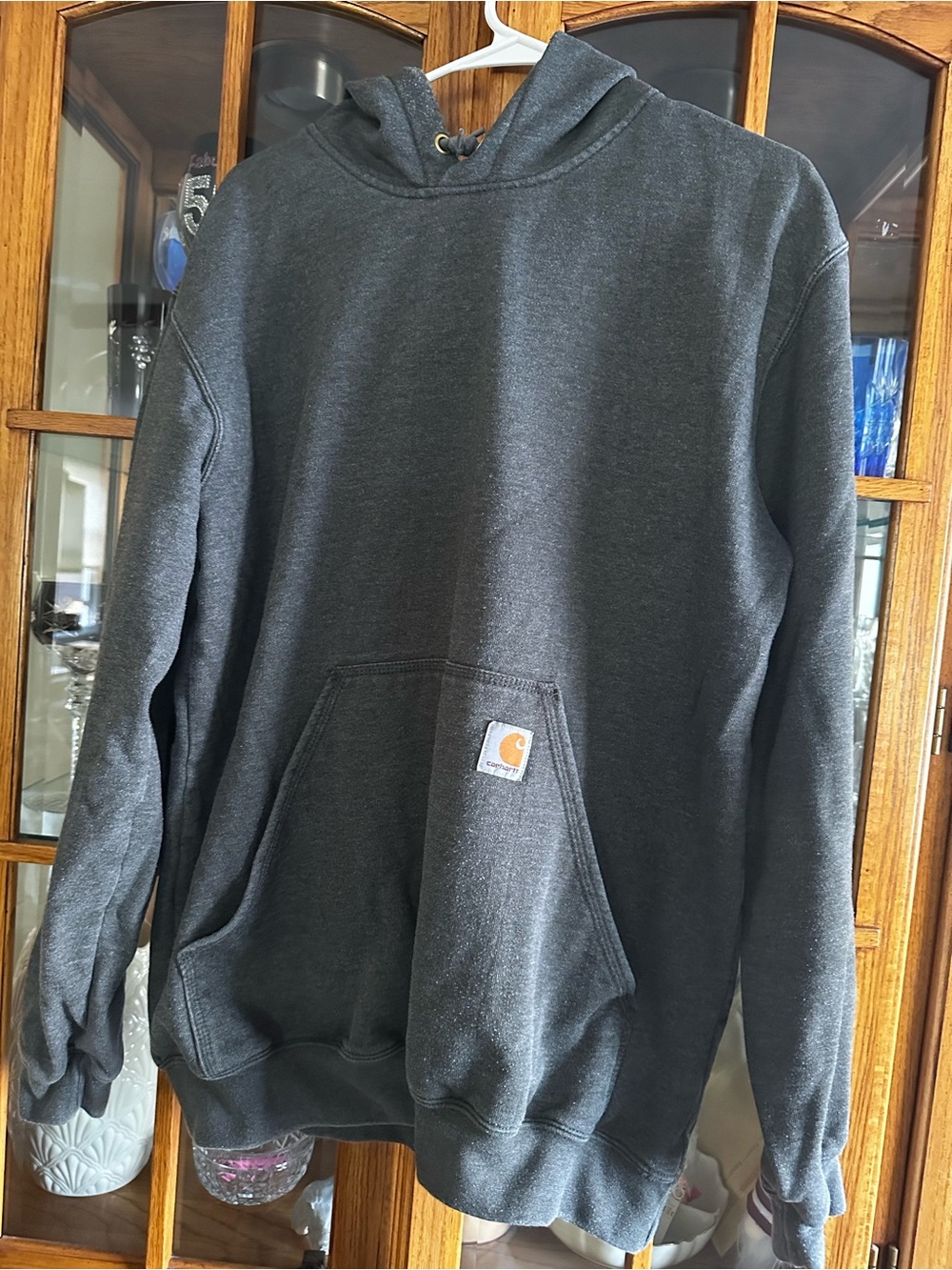 Carhartt Gray Hooded Sweatshirt with Gold Logo Accent